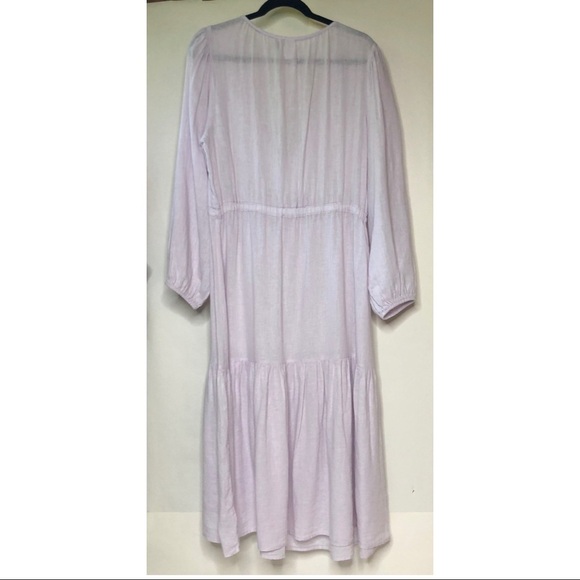 Joie Linen Blend Tiered Boho Lagenlook Lavender Semi Sheer Dress Sz Lg - Picture 4 of 12